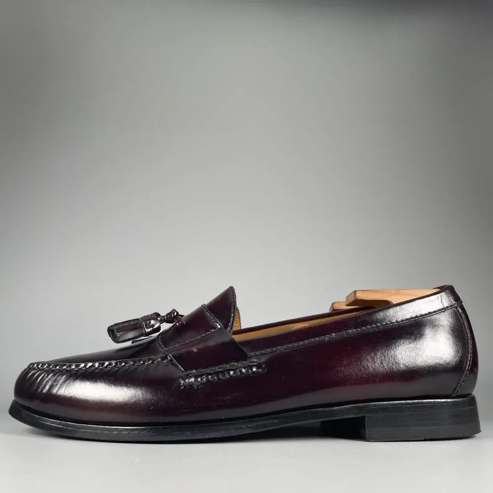 Cole Haan Men's 10.5 W Chestnut Burgundy Leather Slip On Tassel Loafers Casual